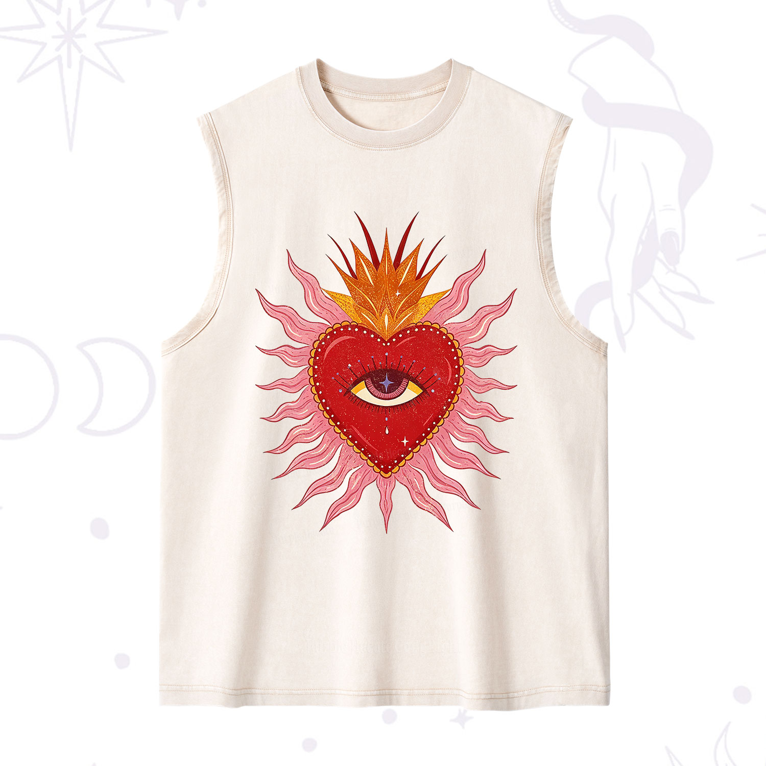 Purplehecate Sacred Flame Heart Washed Tank