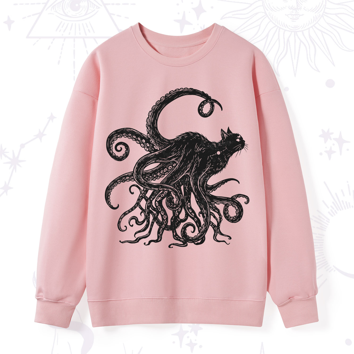 Purplehecate Black Cat with Octopus Tentacles Sweatshirt