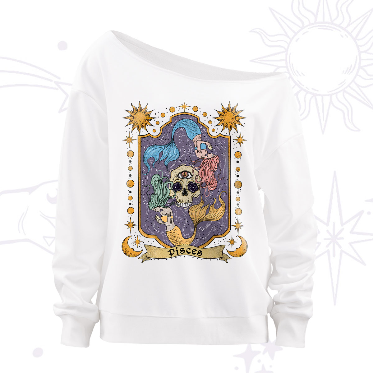 Purplehecate Pisces Zodiac Off The Shoulder Sweatshirt