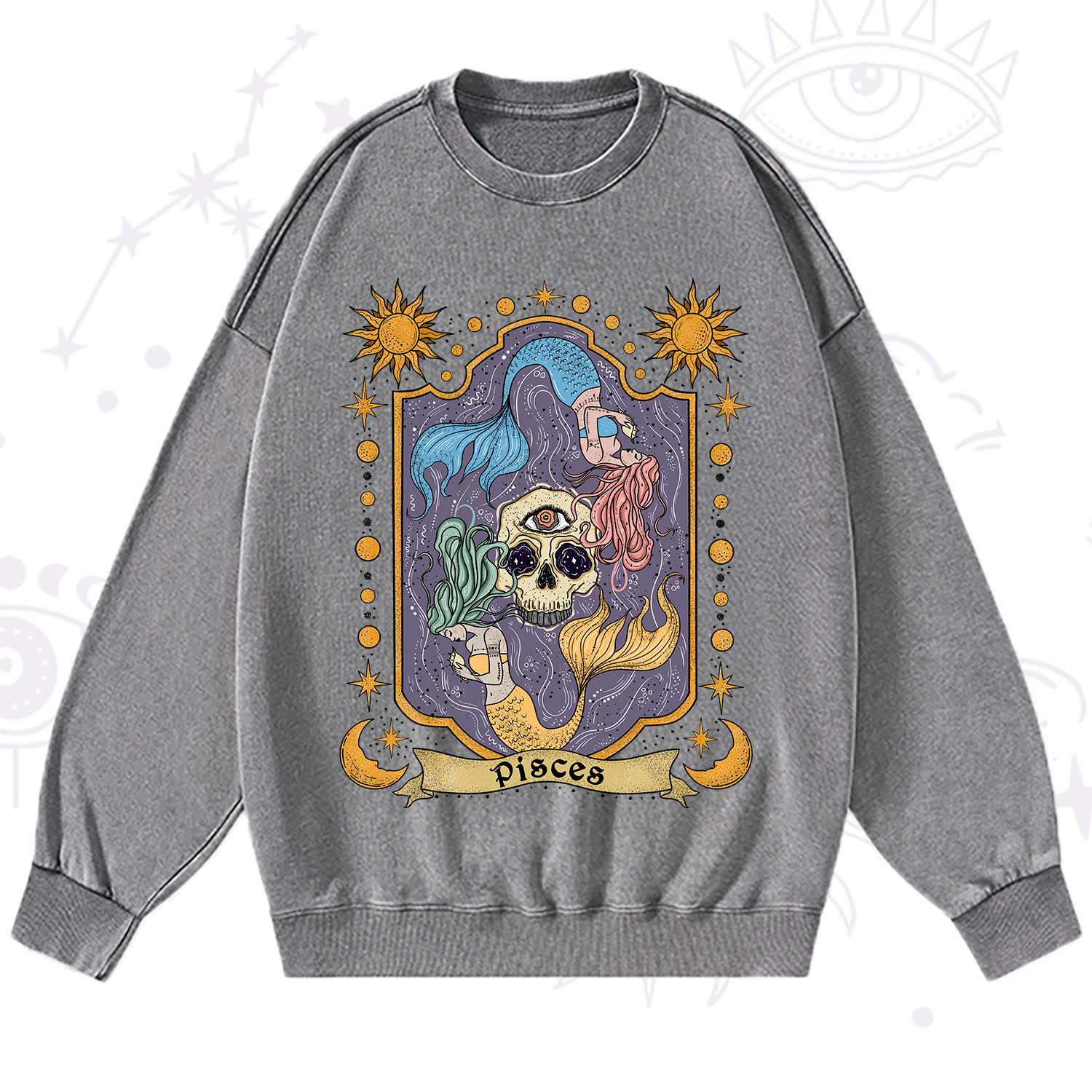 Purplehecate Pisces Zodiac Washed Sweatshirt