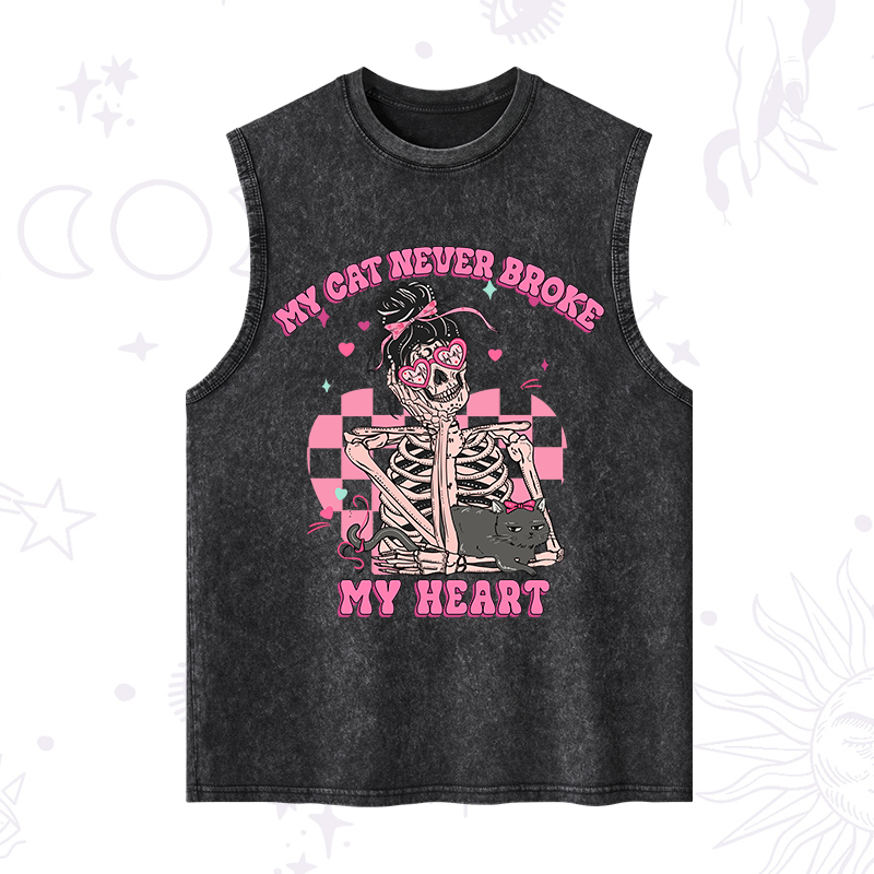 Purplehecate My Cat Never Broke My Heart Valentine Washed Tank