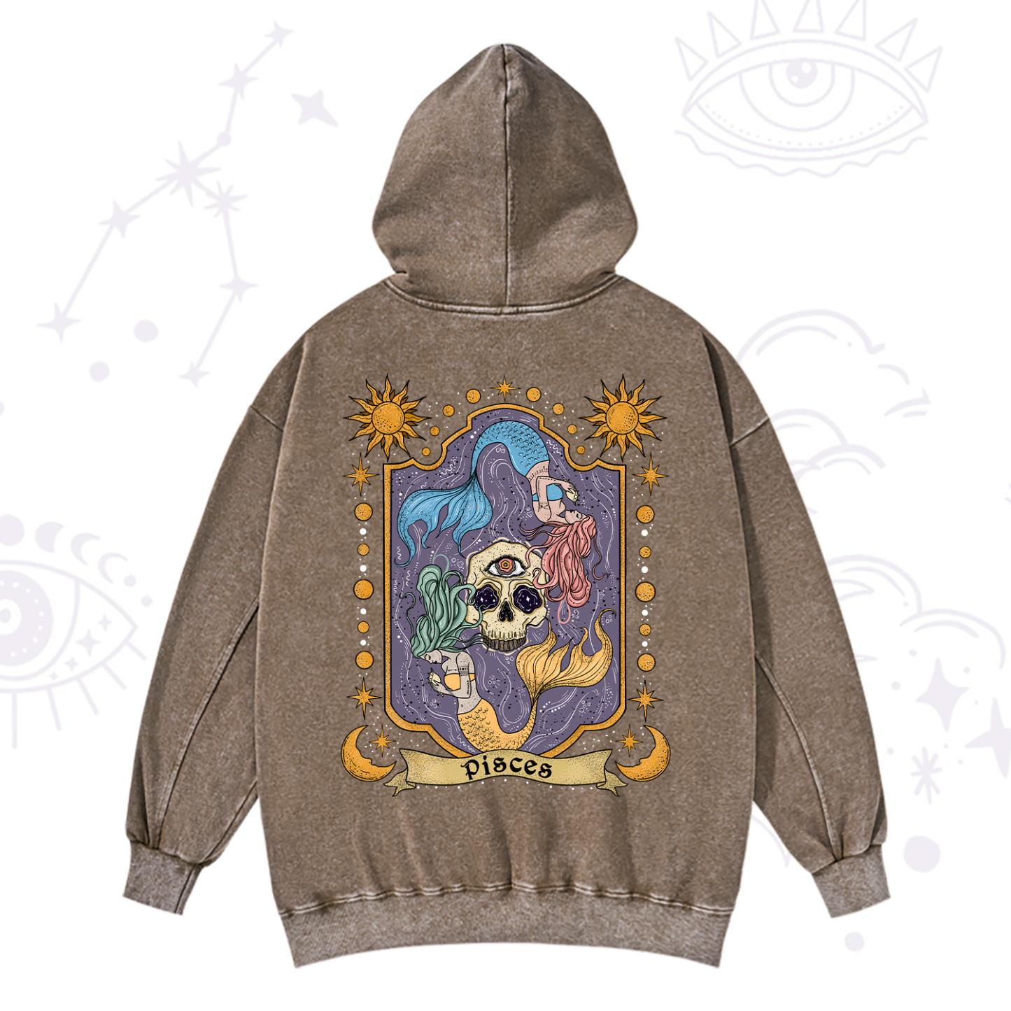 Purplehecate Pisces Zodiac Washed Hoodie