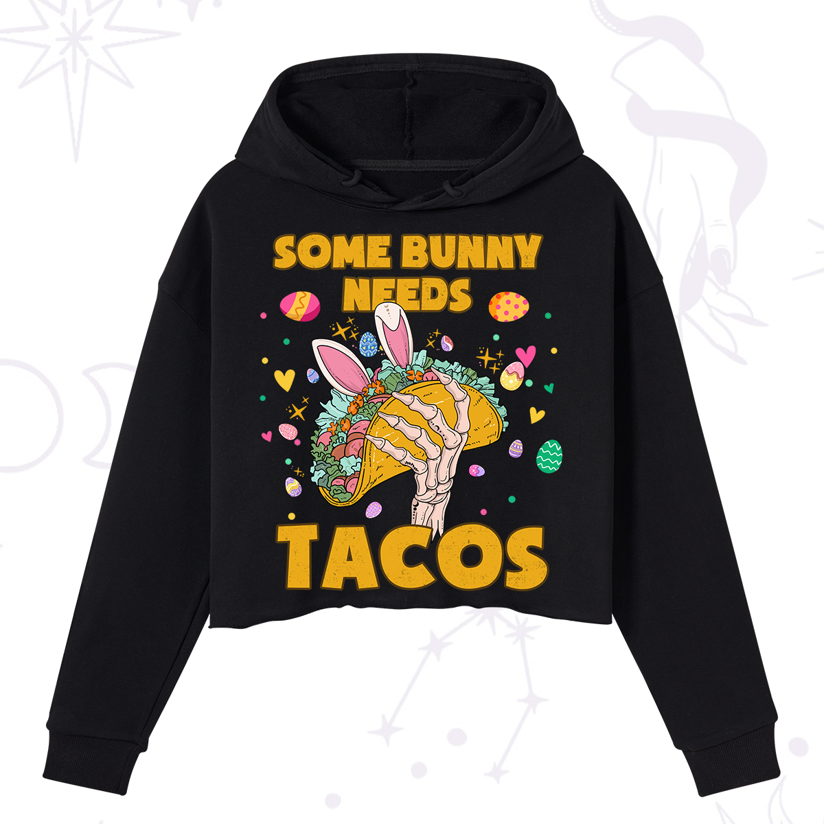 Purplehecate Some Bunny Needs Tacos Easter Crop Hoodie