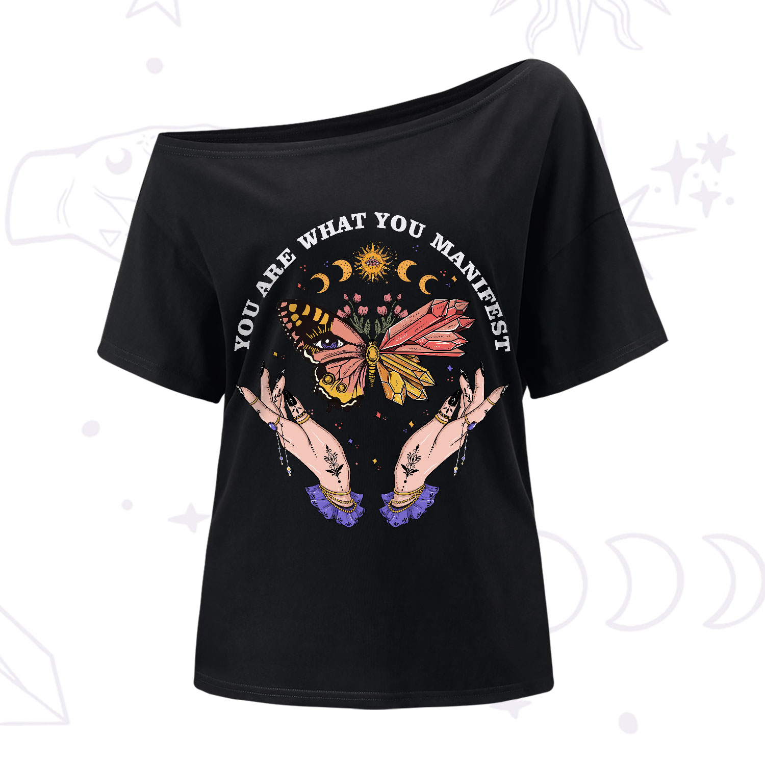Purplehecate You Are What You Manifest One-Shoulder T-Shirt