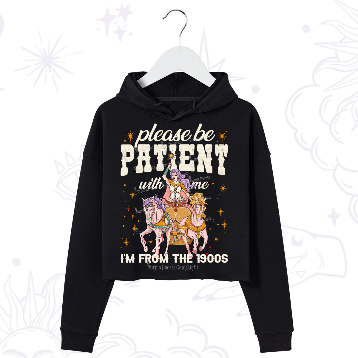 Purplehecate Please Be Patient With Me I'm From The 1900s Crop Hoodie
