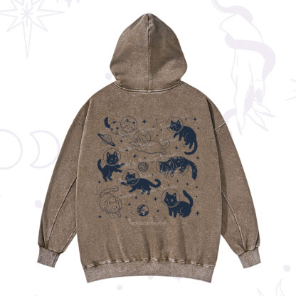 Purplehecate Cats in Space Washed Hoodie