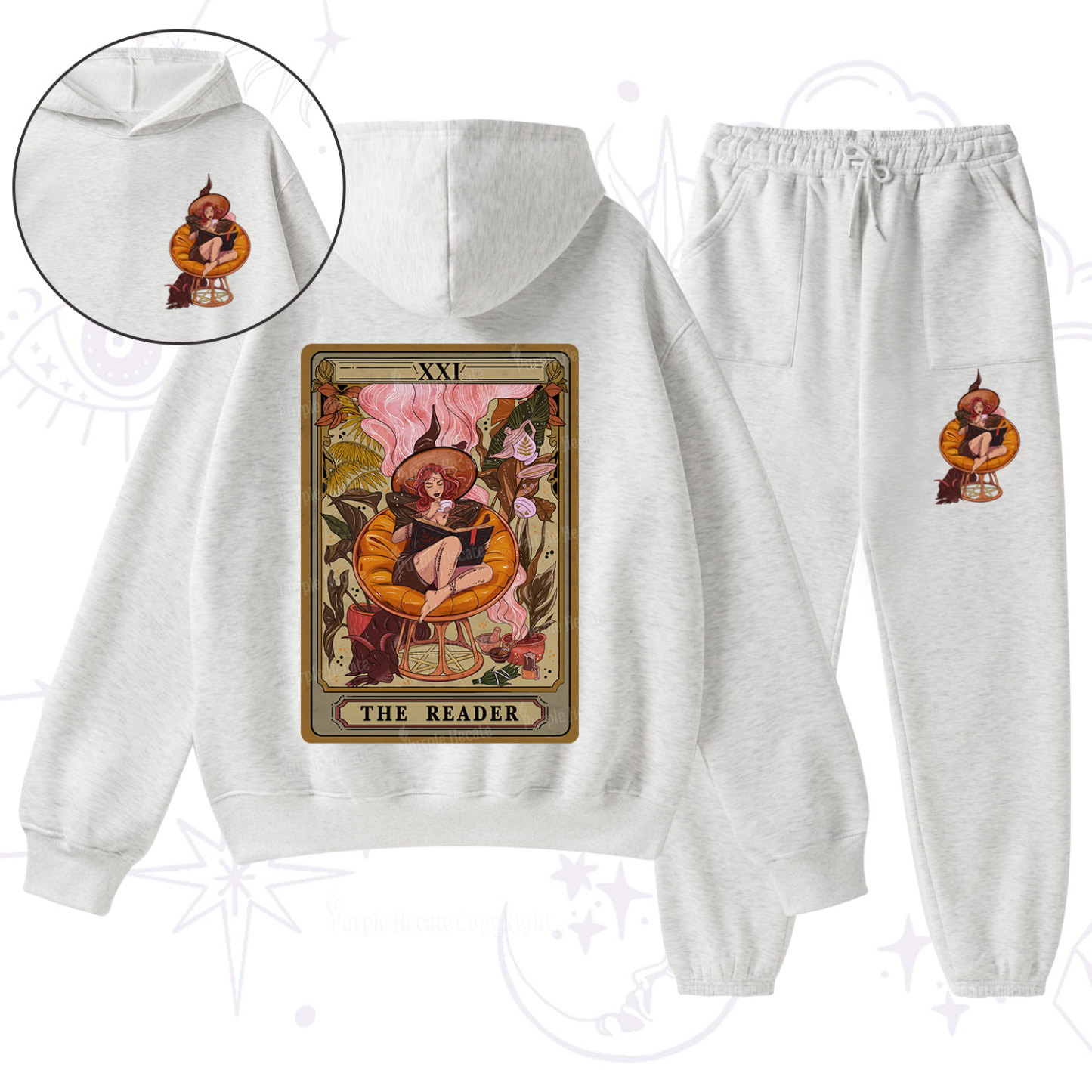 Purplehecate The Reader Tarot Card Fleece Hoodie Suit