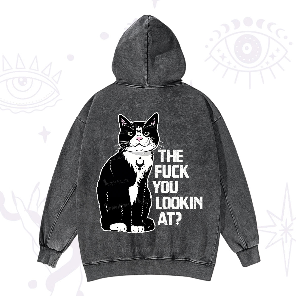 Purplehecate The Fuck You Lookin At Washed Hoodie