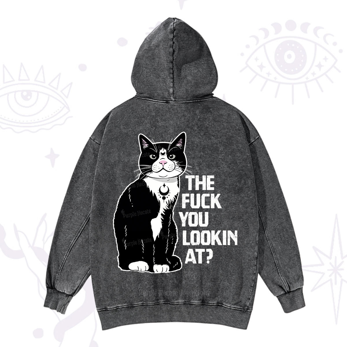 Purplehecate The Fuck You Lookin At Washed Hoodie