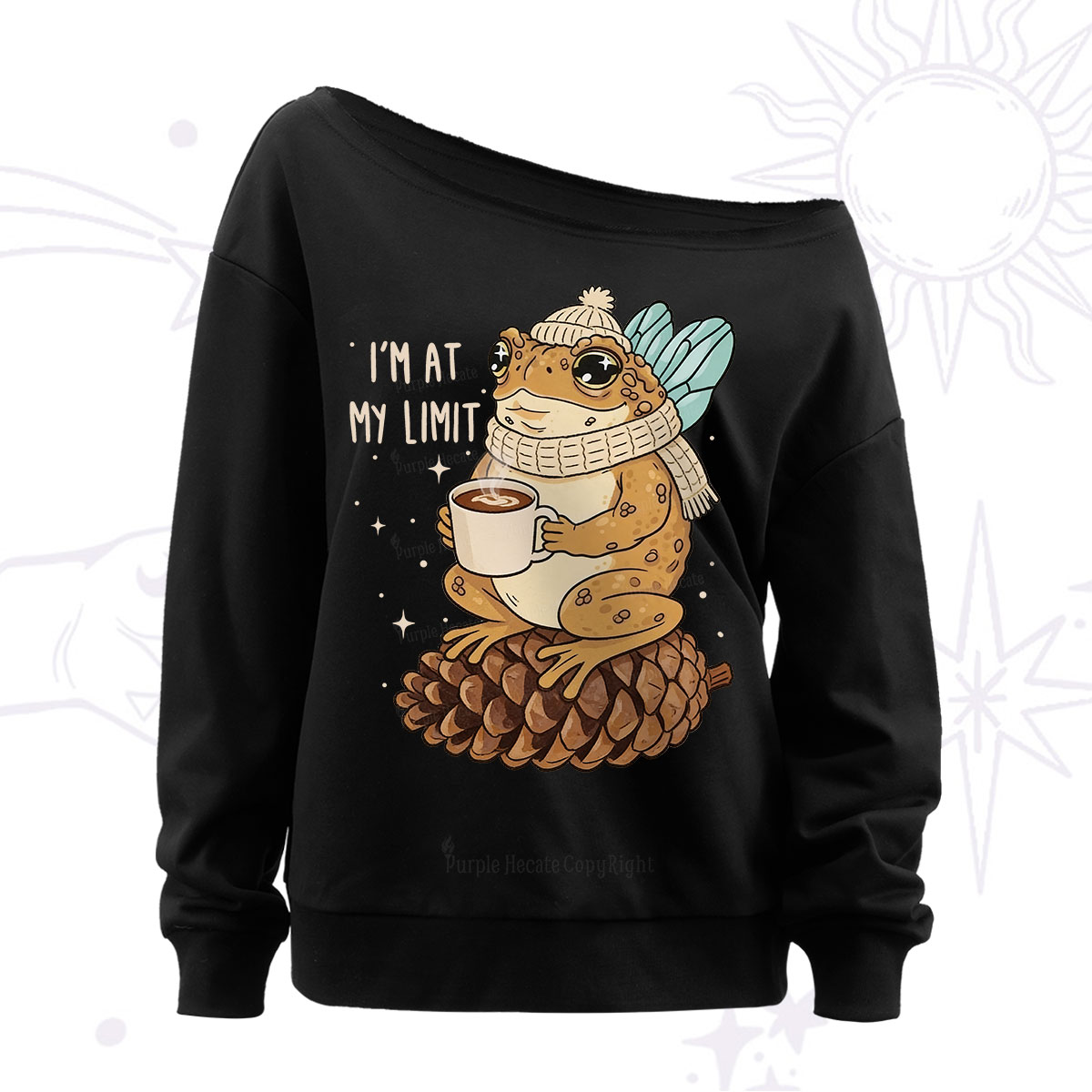 Purplehecate I'm At My Limit Funny Frog Off The Shoulder Sweatshirt