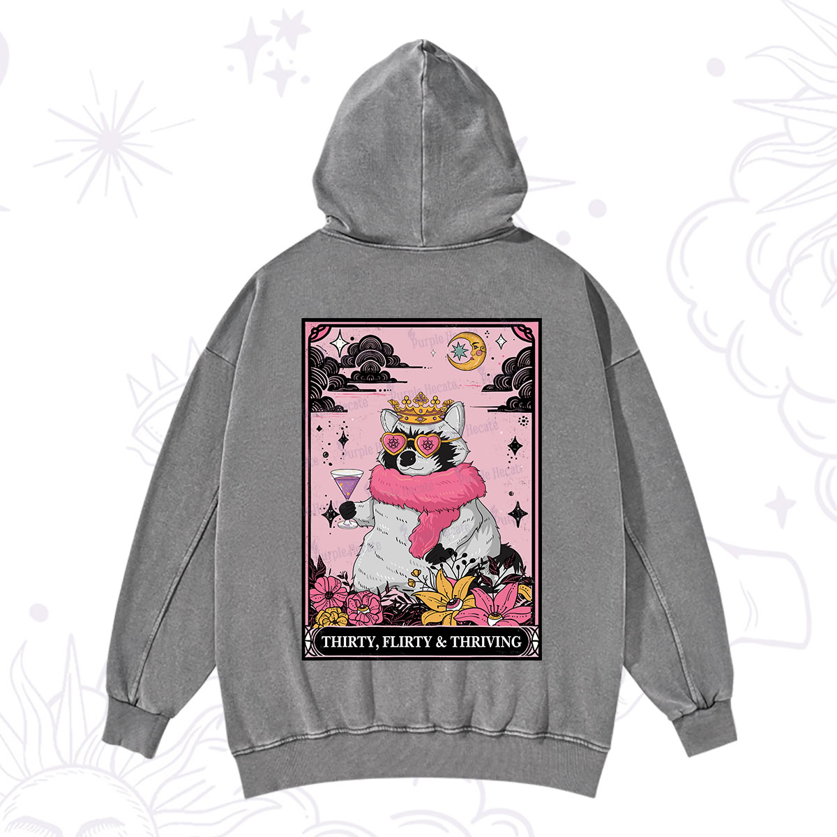 Purplehecate The Thirty Flirty Thriving Oracle Card Washed Hoodie