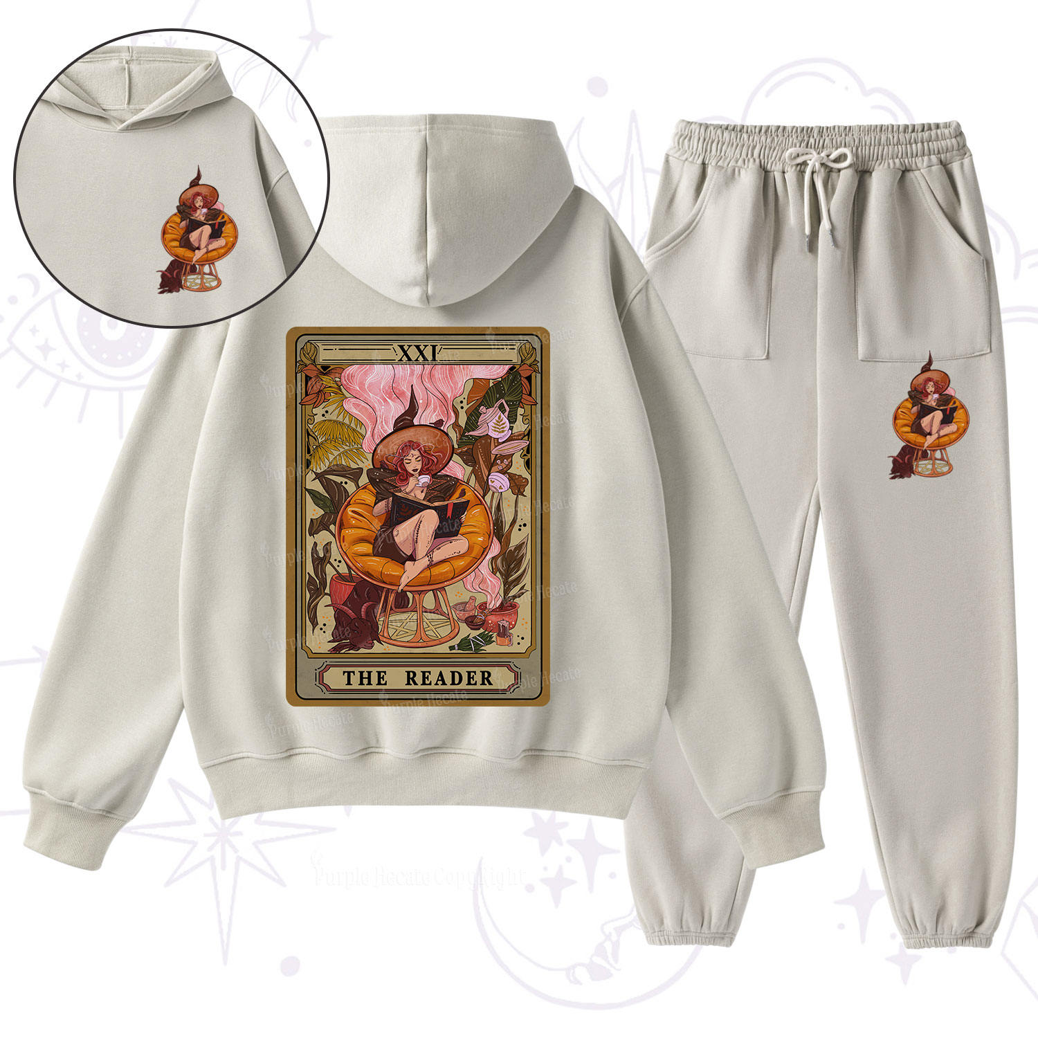 Purplehecate The Reader Tarot Card Fleece Hoodie Suit