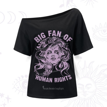 Purplehecate Big Fan of Human Rights One Shoulder T-Shirt