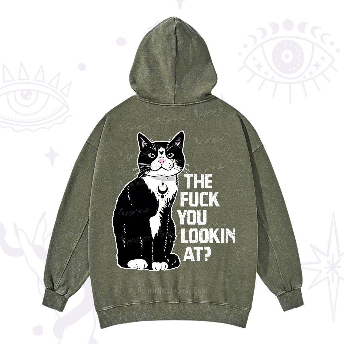 Purplehecate The Fuck You Lookin At Washed Hoodie
