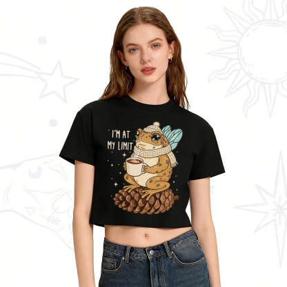 Purplehecate I'm At My Limit Funny Frog Crop T-Shirt