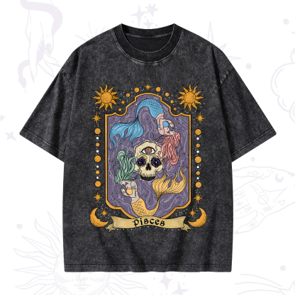 Purplehecate Pisces Zodiac Washed T-Shirt