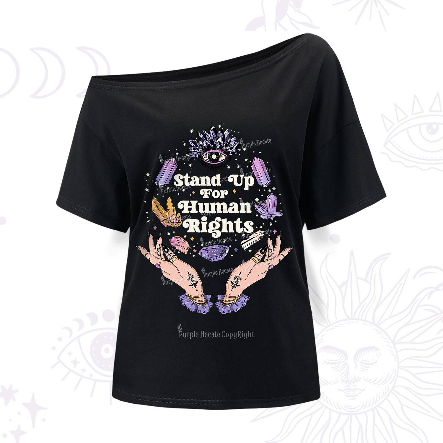 Purplehecate Stand Up For Human Rights One Shoulder T-Shirt