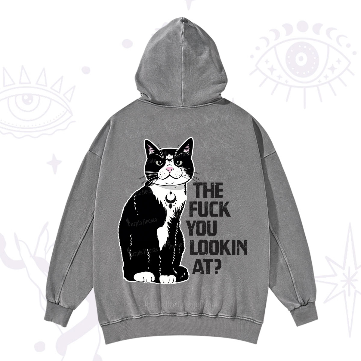 Purplehecate The Fuck You Lookin At Washed Hoodie