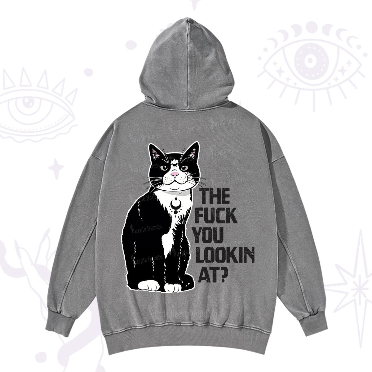 Purplehecate The Fuck You Lookin At Washed Hoodie
