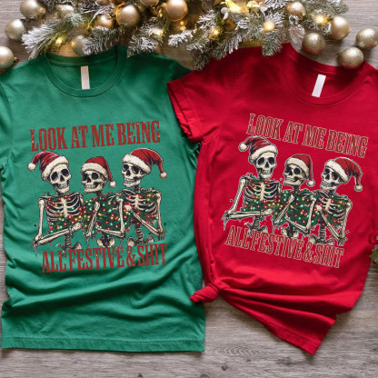 Purplehecate Look At Me Being All Festive And Shit Christmas Couple T-Shirts