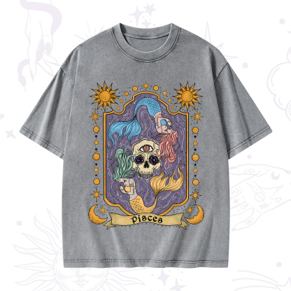 Purplehecate Pisces Zodiac Washed T-Shirt