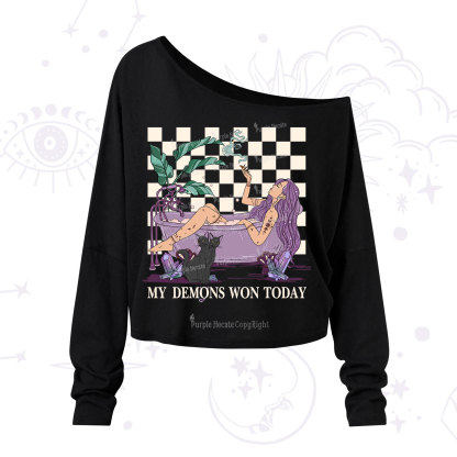 Purplehecate My Demons Won Today One Shoulder Long Sleeve Shirt