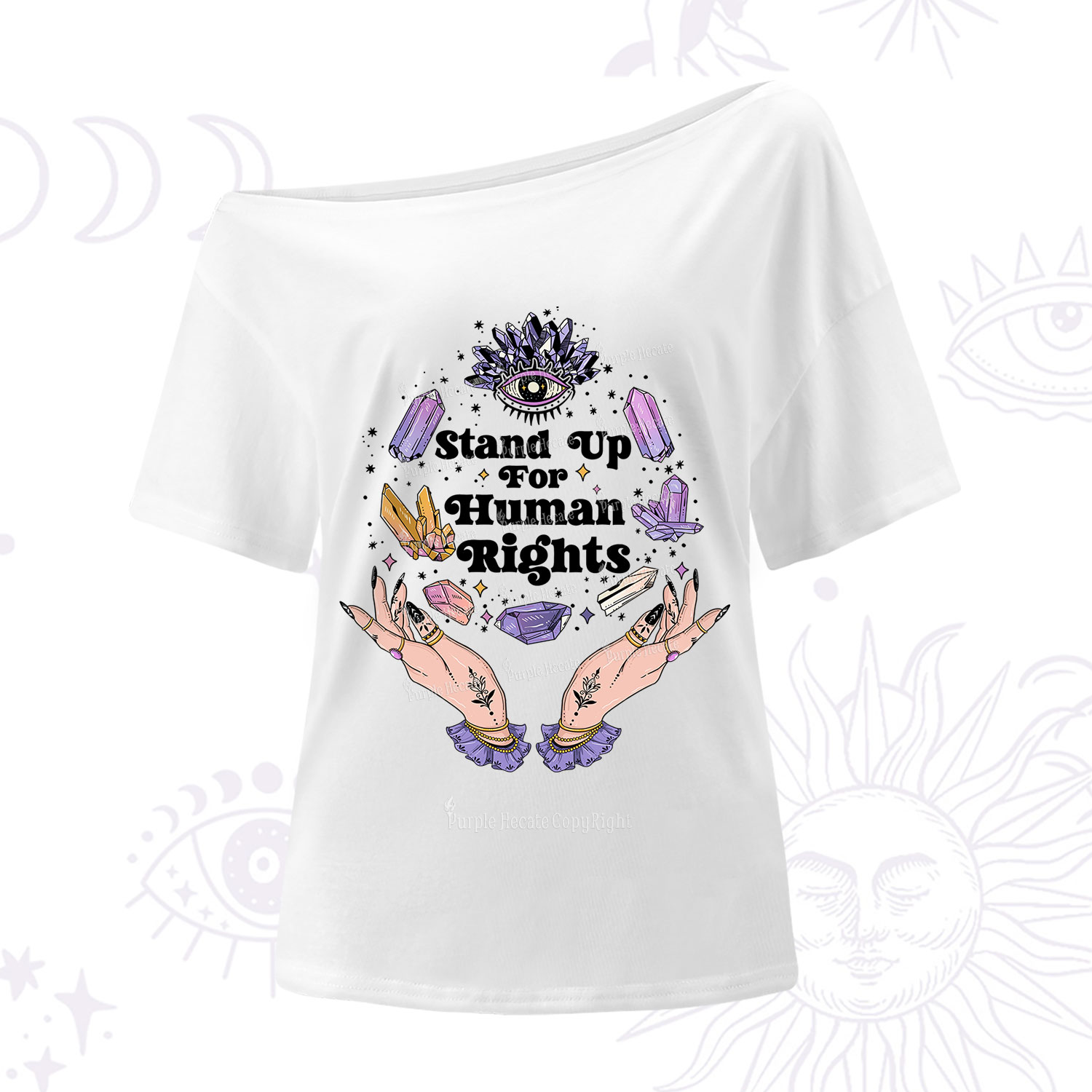 Purplehecate Stand Up For Human Rights One Shoulder T-Shirt