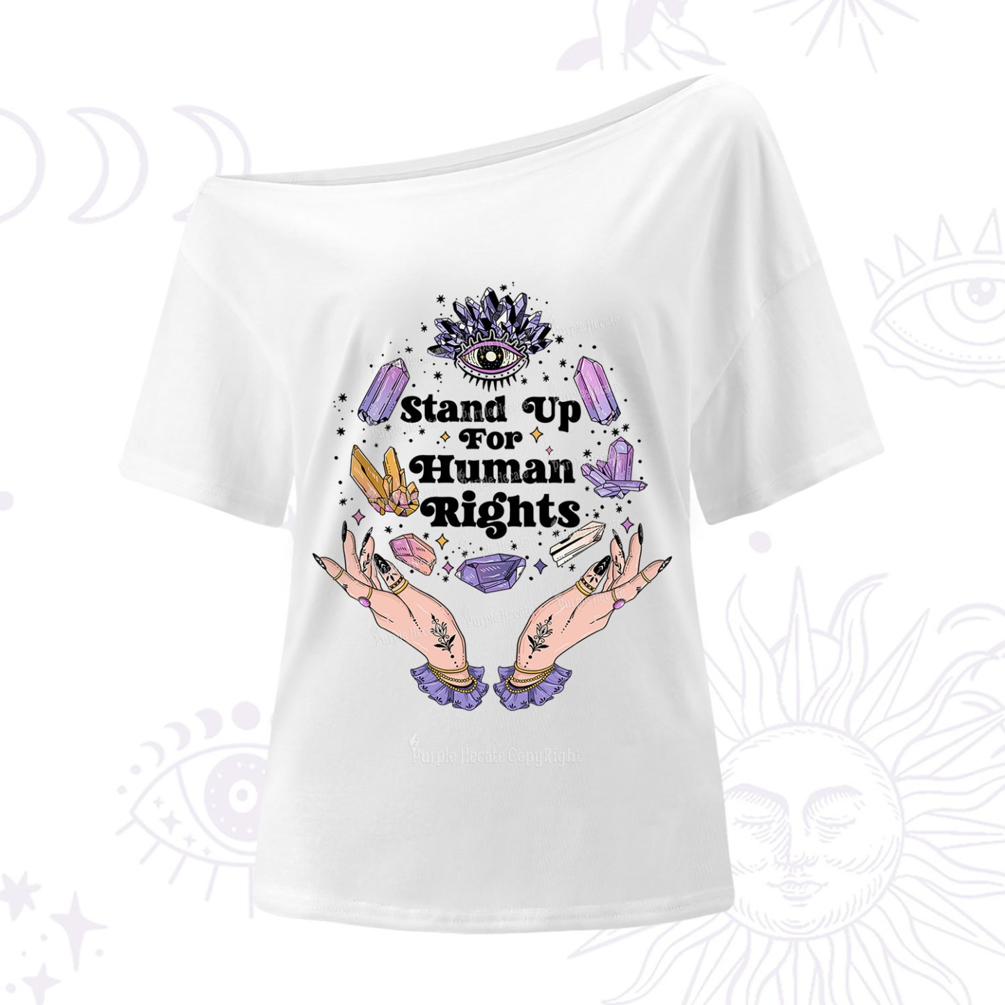 Purplehecate Stand Up For Human Rights One Shoulder T-Shirt