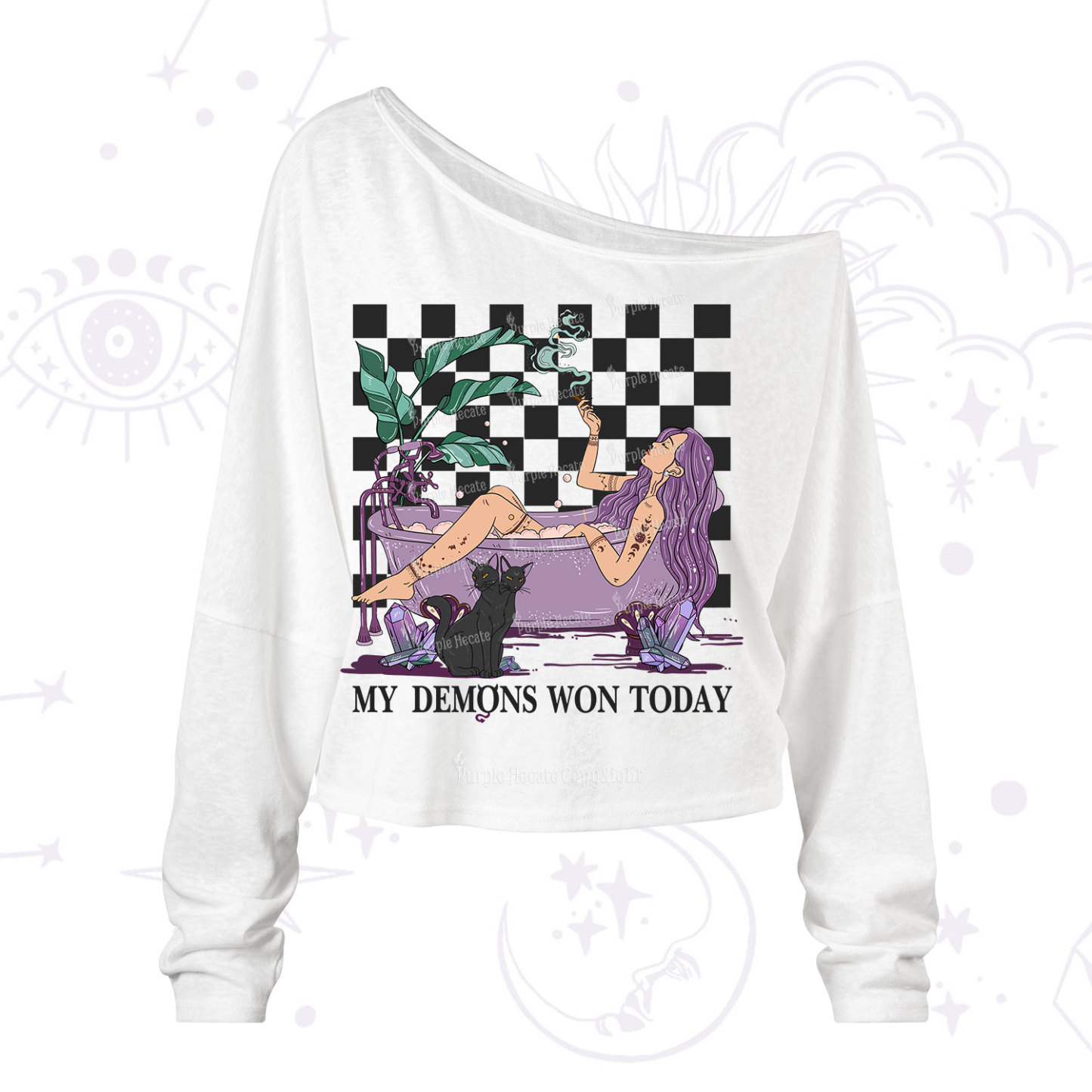 Purplehecate My Demons Won Today One Shoulder Long Sleeve Shirt