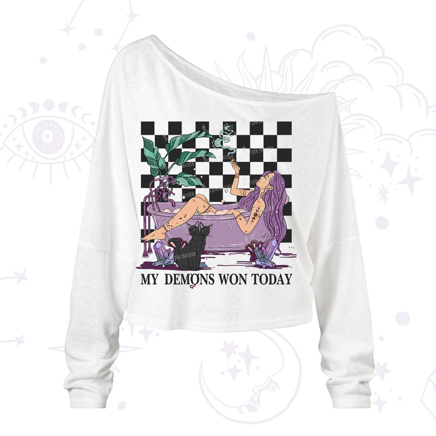 Purplehecate My Demons Won Today One Shoulder Long Sleeve Shirt