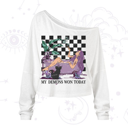 Purplehecate My Demons Won Today One Shoulder Long Sleeve Shirt