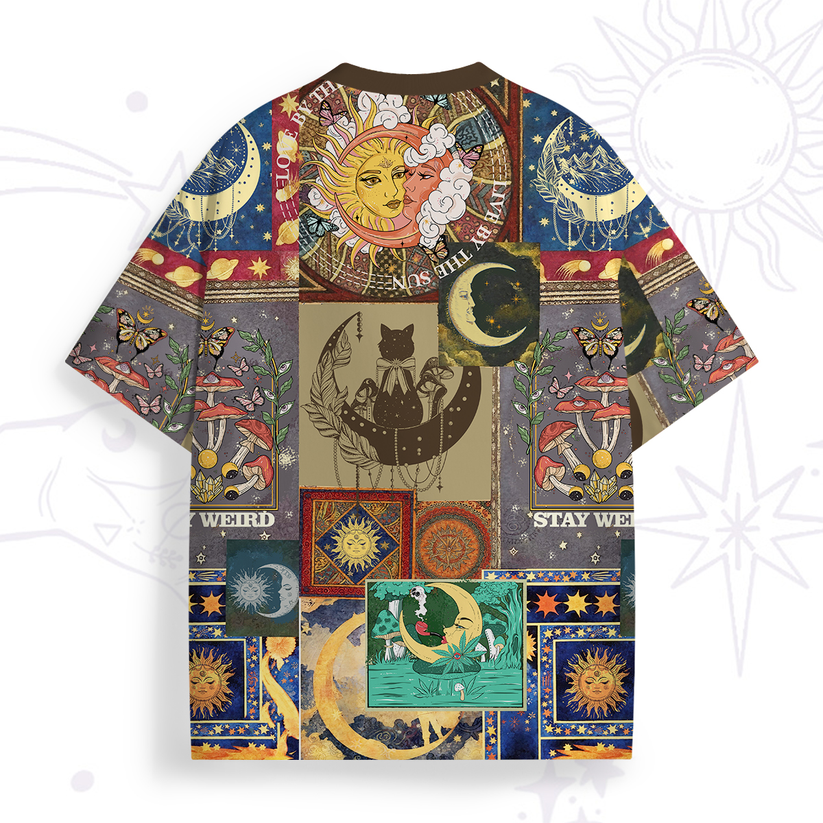 Purplehecate Starry Moon Patchwork for Cosmic Lovers All Over Print T-Shirt