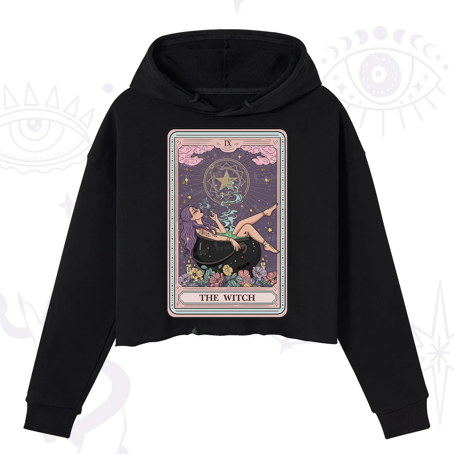 Purplehecate The Witch Tarot Card Crop Hoodie