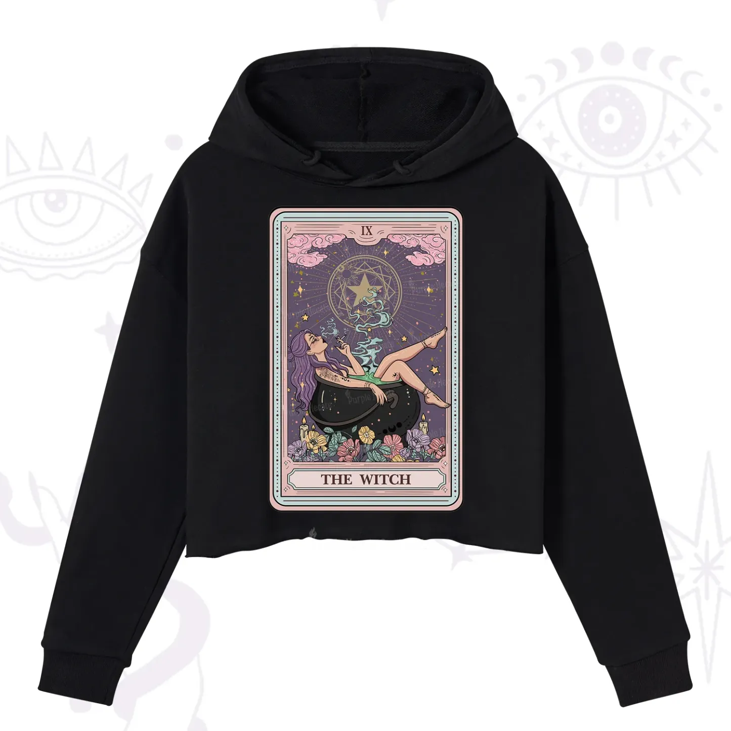 Purplehecate The Witch Tarot Card Crop Hoodie