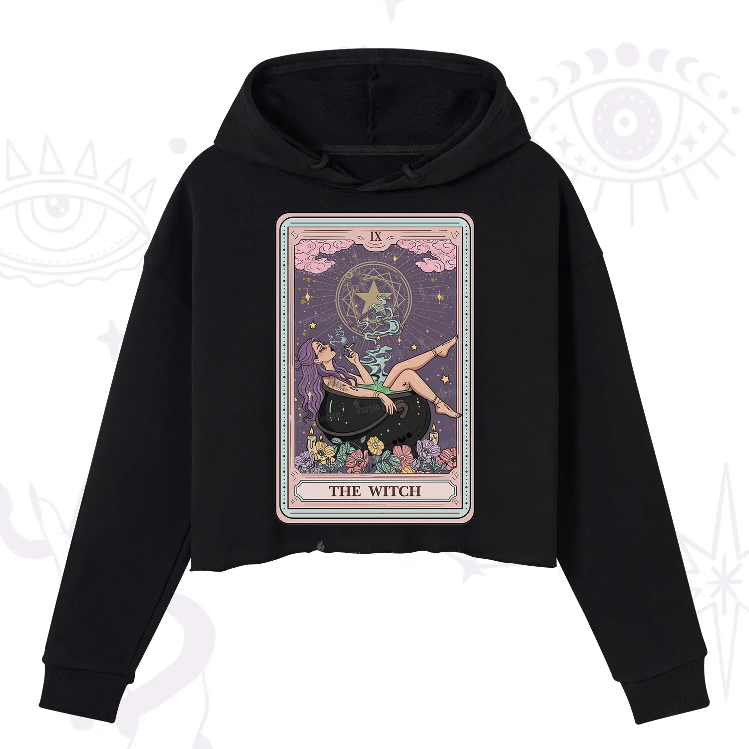 Purplehecate The Witch Tarot Card Crop Hoodie