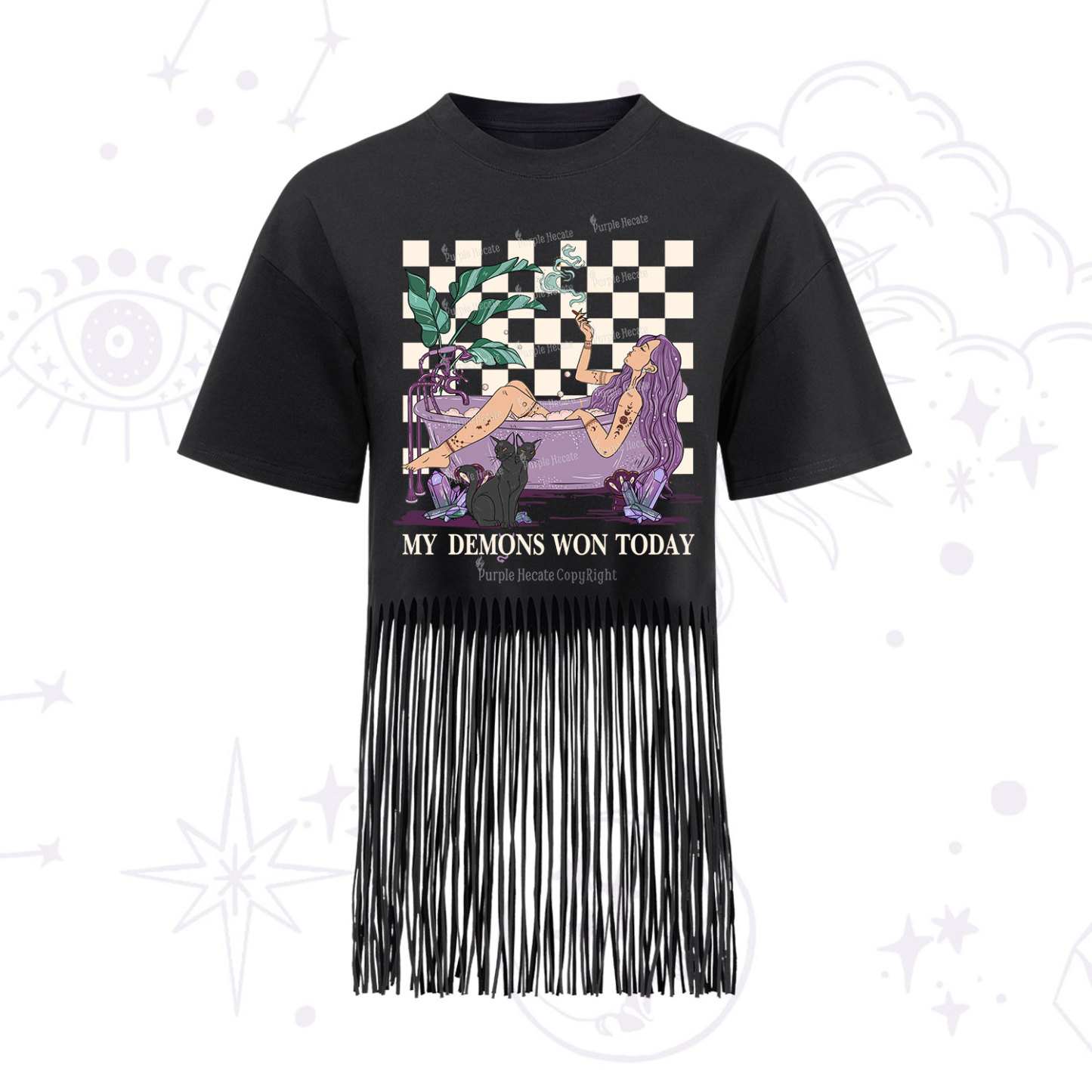 Purplehecate My Demons Won Today Fringe Hem T-Shirt