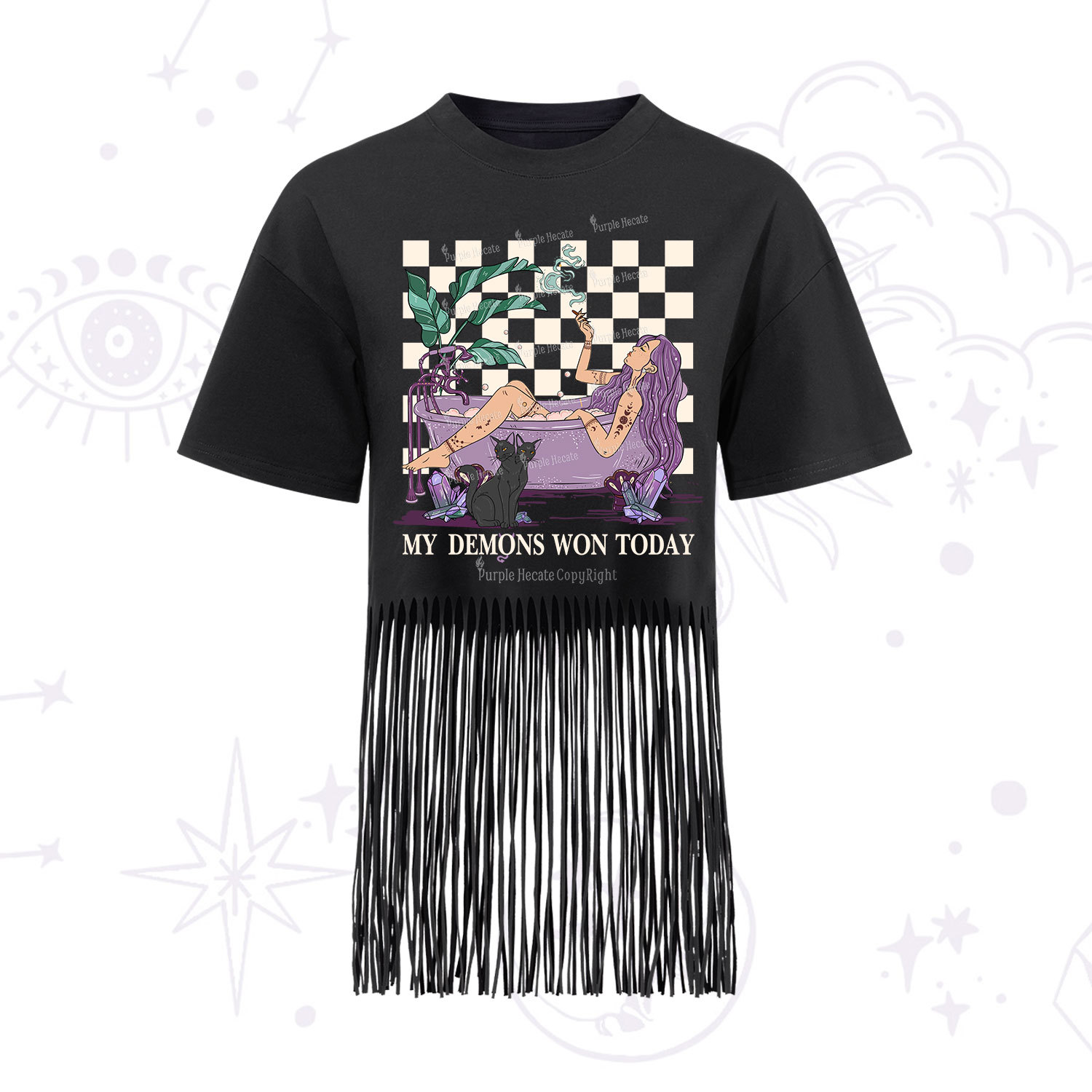 Purplehecate My Demons Won Today Fringe Hem T-Shirt