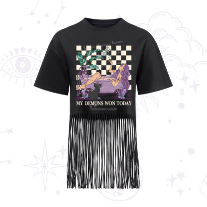 Purplehecate My Demons Won Today Fringe Hem T-Shirt