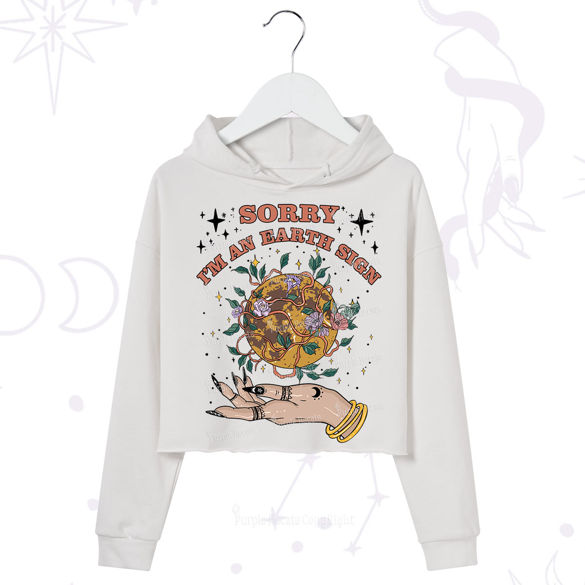 Purplehecate Sorry I'm An Earth Sign Crop Hoodie