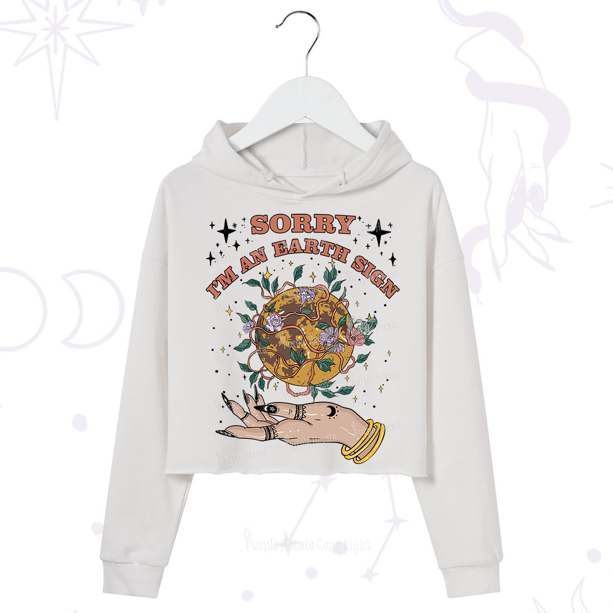 Purplehecate Sorry I'm An Earth Sign Crop Hoodie
