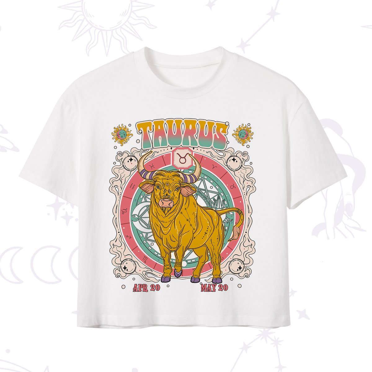 Purplehecate Taurus Cosmic Zodiac Crop T-Shirt