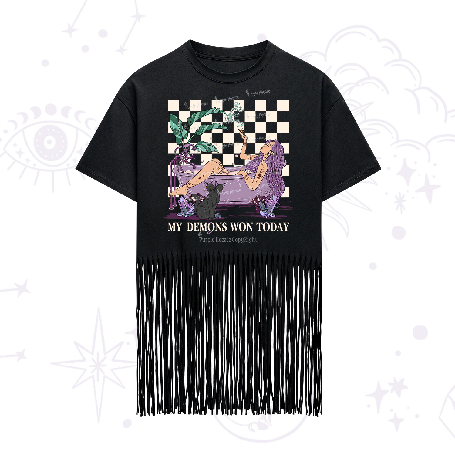 Purplehecate My Demons Won Today Fringe Hem T-Shirt
