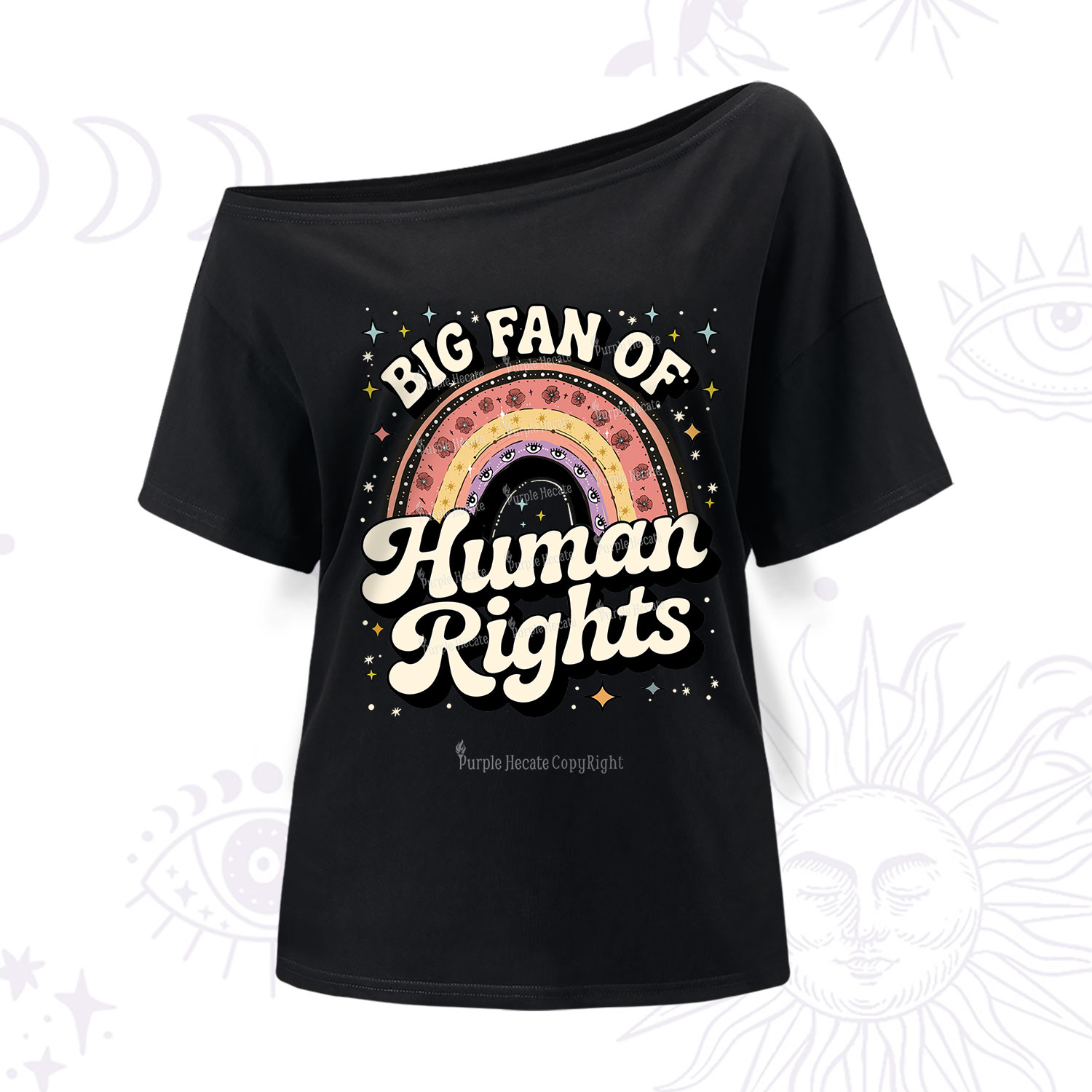Purplehecate Big Fan Of Human Rights Rainbow One Shoulder T-Shirt