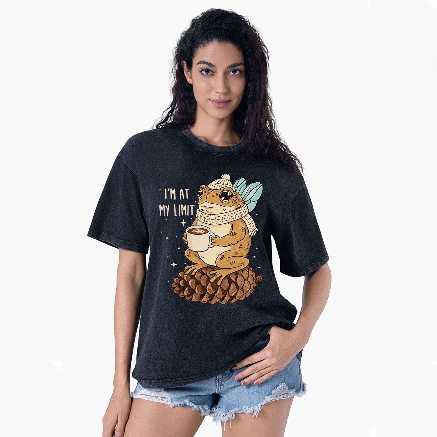 Purplehecate I'm At My Limit Funny Frog Washed T-Shirt