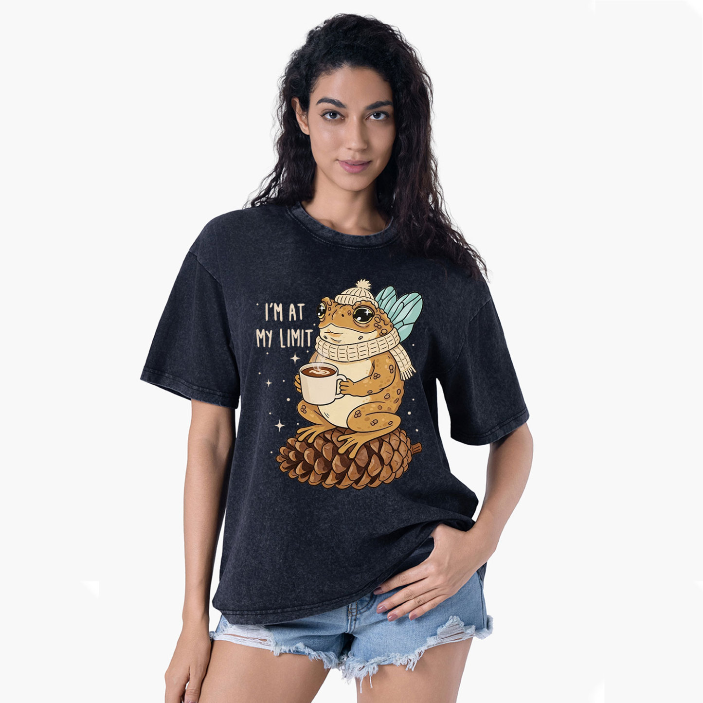 Purplehecate I'm At My Limit Funny Frog Washed T-Shirt