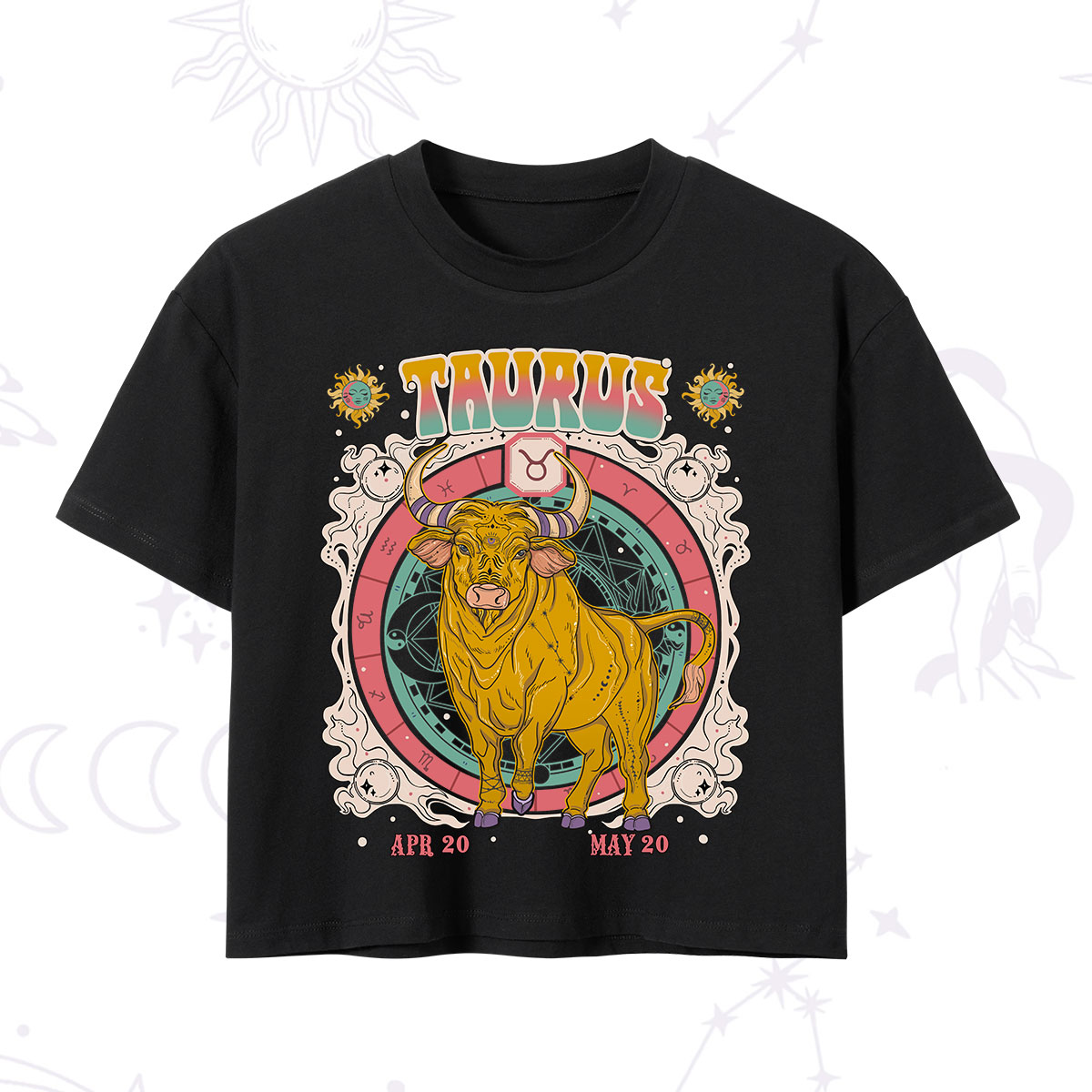 Purplehecate Taurus Cosmic Zodiac Crop T-Shirt