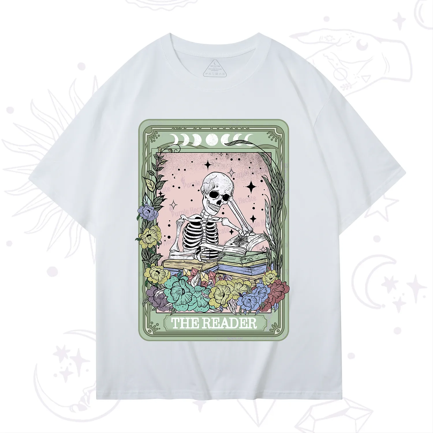 Purplehecate The Reader Bookworm Tarot Skeleton T-Shirt