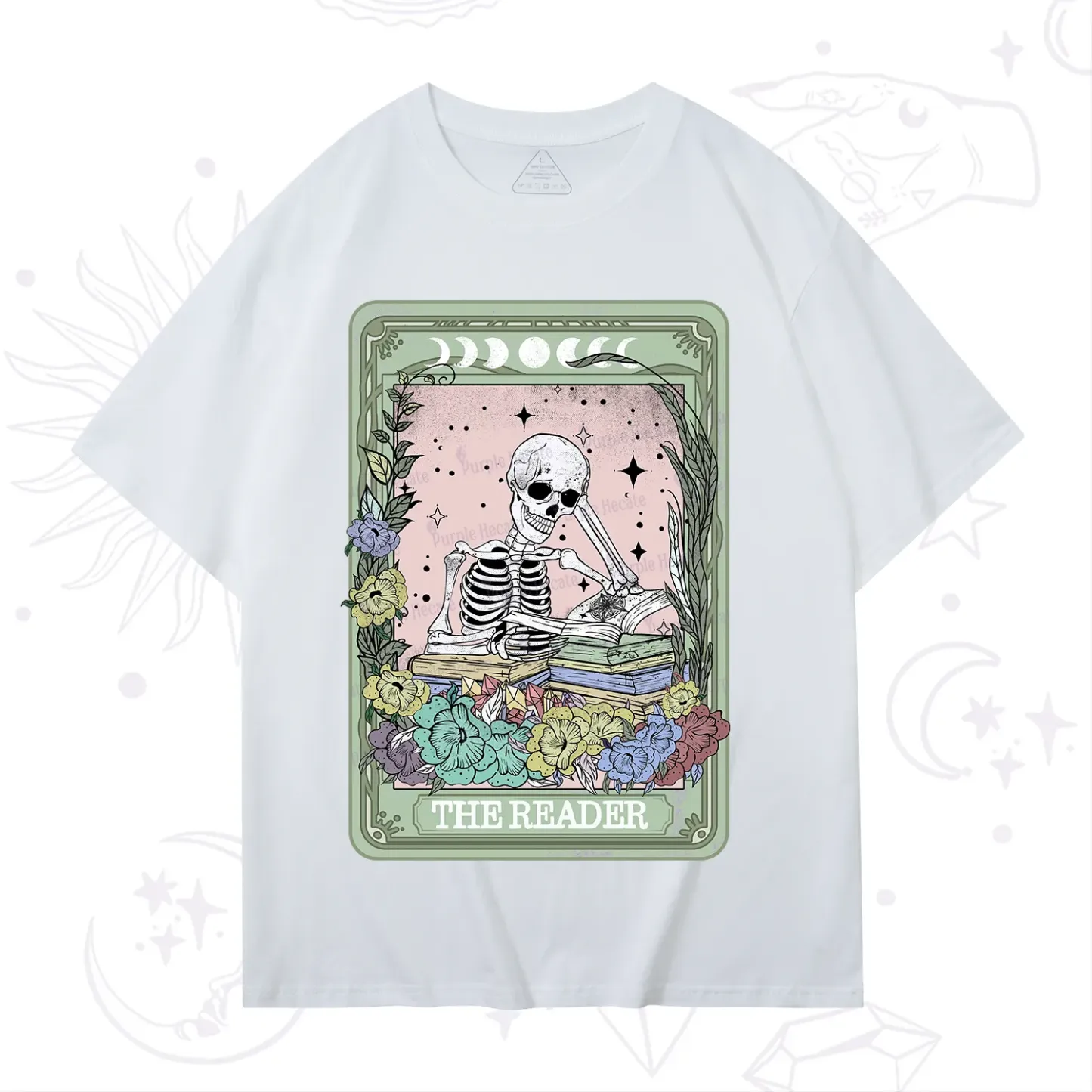 Purplehecate The Reader Bookworm Tarot Skeleton T-Shirt