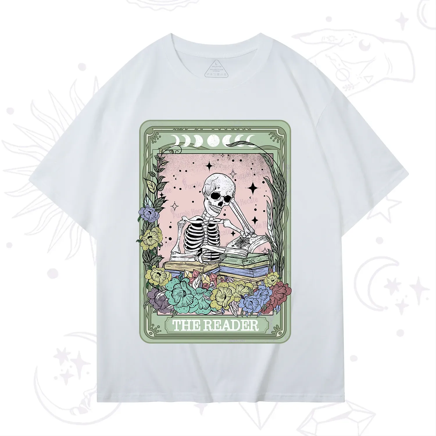 Purplehecate The Reader Bookworm Tarot Skeleton T-Shirt
