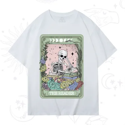 Purplehecate The Reader Bookworm Tarot Skeleton T-Shirt